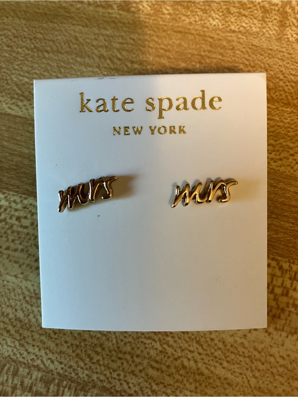 🌸kate spade New York 'mrs' 14kt Filled Script Stud Earrings